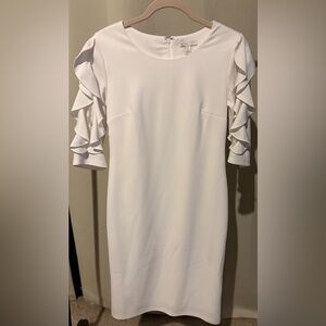 Elegant White Mid-Length Dress – Size 2 (Worn Once, Excellent Condition)